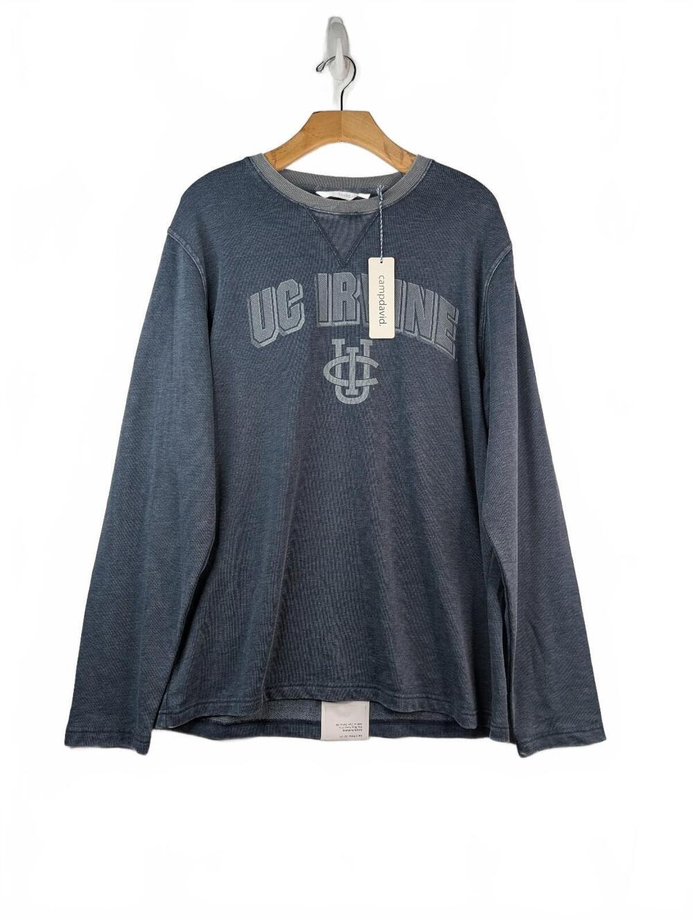 NWT Camp David Blue Crewneck Sweatshirt UC Irvine Collegiate Lettering Size L